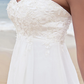 A-Line Wedding Dresses Sweetheart Neckline Court Train Chiffon Strapless Simple Beach Plus Size with Beading