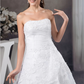 A-Line Wedding Dresses Strapless Chapel Train Lace Organza Satin Strapless with Beading Appliques Cascading