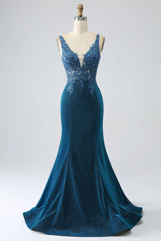 Mermaid Prom Dress with Beading V-neck Sexy Long