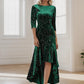 Women's Stylish Bodycon High-Low Velvet Party Dress Sparkly