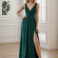 Sleeveless V-Neck Empire Waist High Slit Floor-Length Evening Dress Sexy Party Dress