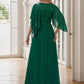 Deep V Neck Lace Bodice Long Flowy Evening Dress Sexy