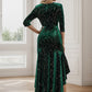 Women's Stylish Bodycon High-Low Velvet Party Dress Sparkly