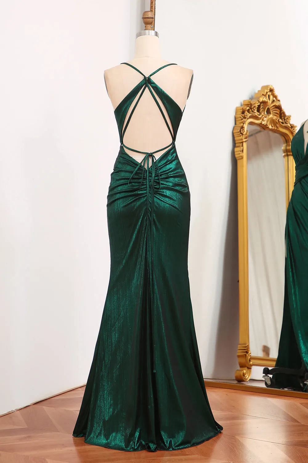 Mermaid Spaghetti Straps Keyhole Long Prom Dress With Slit Sexy