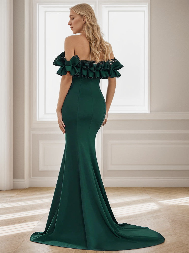 Off the Shoulder A Line Mermaid Maxi Evening Gown Sexy Party Dress