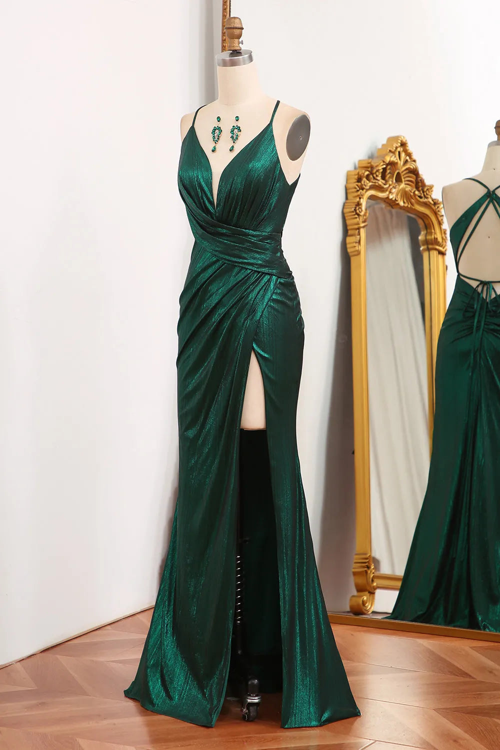 Mermaid Spaghetti Straps Keyhole Long Prom Dress With Slit Sexy