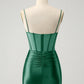 Chic Bodycon Pleated Corset Short Homecoming Dress with Beading Sexy