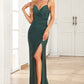 Mermaid Spaghetti Straps Dark Green Long Prom Dress with Beading Sexy Evening Dresses