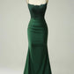Dark Green Beaded Long Prom Dress with Appliques Sexy