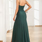 Mermaid Spaghetti Straps Dark Green Long Prom Dress with Beading Sexy Evening Dresses
