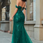 Dark Green Mermaid Off The Shoulder Applique Prom Dress with Slit Sexy Evening Dresses
