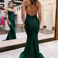 Dark Green Beaded Long Prom Dress with Appliques Sexy