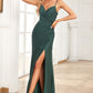Mermaid Spaghetti Straps Dark Green Long Prom Dress with Beading Sexy Evening Dresses