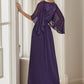 Deep V Neck Lace Bodice Long Flowy Evening Dress Sexy
