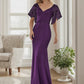 Sexy V Neck Maxi Bodycon Evening Dress with Flare Sleeves Sexy