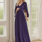 Deep V Neck Lace Bodice Long Flowy Evening Dress Sexy