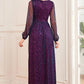 Sparkly Dark Purple Tulle Long Prom Dress Sexy Evening Dresses