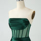 Dark Green Bodycon Strapless Corset Short Homecoming Dress Pure Color