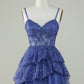 Cute Black A Line Sparkly Sequin Tiered Corset Short Homecoming Dress Beautiful