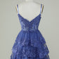 Cute Black A Line Sparkly Sequin Tiered Corset Short Homecoming Dress Beautiful