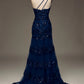 Sparkly Tiered Lace One Shoulder Long Prom Dress with Sexy