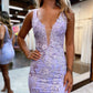 Bodycon Deep V-Neck Homecoming Dresses With Applique Sexy