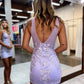 Bodycon Deep V-Neck Homecoming Dresses With Applique Sexy