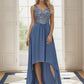 Sexy High-Low Maxi Chiffon Evening Dresses with Sequin Sexy Sparkly