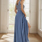 Sexy High-Low Maxi Chiffon Evening Dresses with Sequin Sexy Sparkly