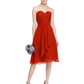 A-Line Sweetheart Neckline Knee Length Chiffon Bridesmaid Dress with Criss Cross Ruched Draping Open Back Pure Color