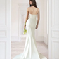 Wedding Dresses V Neck Court Train Detachable Satin Sleeveless Simple