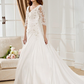 Ball Gown Wedding Dresses V Neck Chapel Train Taffeta Half Sleeve See-Through with Ruched Beading