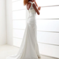 Wedding Dresses Scoop Neck Charmeuse Beaded Lace Cap Sleeve Simple Backless with