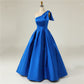 Elegant A Line One Shoulder Satin Prom Dress With Slit Sexy Evening Dresses With Bow