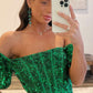Elegant Mermaid Off-the-Shoulder Sleeves Sequins Long Prom Dresses with Slit Evening Dresses