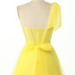 Elegant One Shoulder Sweetheart Long Pleated Tulle Boned High Split Elegant Prom Dress Sexy Evening Dresses