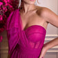 Elegant One Shoulder Sweetheart Long Pleated Tulle Boned High Split Elegant Prom Dress Sexy Evening Dresses