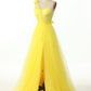 Elegant One Shoulder Sweetheart Long Pleated Tulle Boned High Split Elegant Prom Dress Sexy Evening Dresses