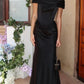 Elegant Mermaid Black Satin Long Formal Prom Dress Simple Party Evening Gown Charming Birthday Dress