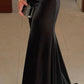 Elegant Mermaid Black Satin Long Formal Prom Dress Simple Party Evening Gown Charming Birthday Dress