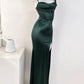Elegant Mermaid Spaghetti Straps Sleeveless Satin Long Prom Dress Simple Party Evening Gown With Slit