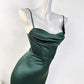 Elegant Mermaid Spaghetti Straps Sleeveless Satin Long Prom Dress Simple Party Evening Gown With Slit
