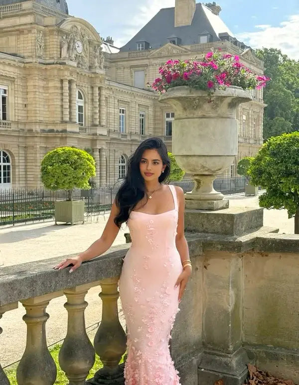 Elegant Mermaid Straps Sleeveless Long Prom Dress with Appliques Sweet Birthday Dress Lovely Party Evening Gowns For Girls