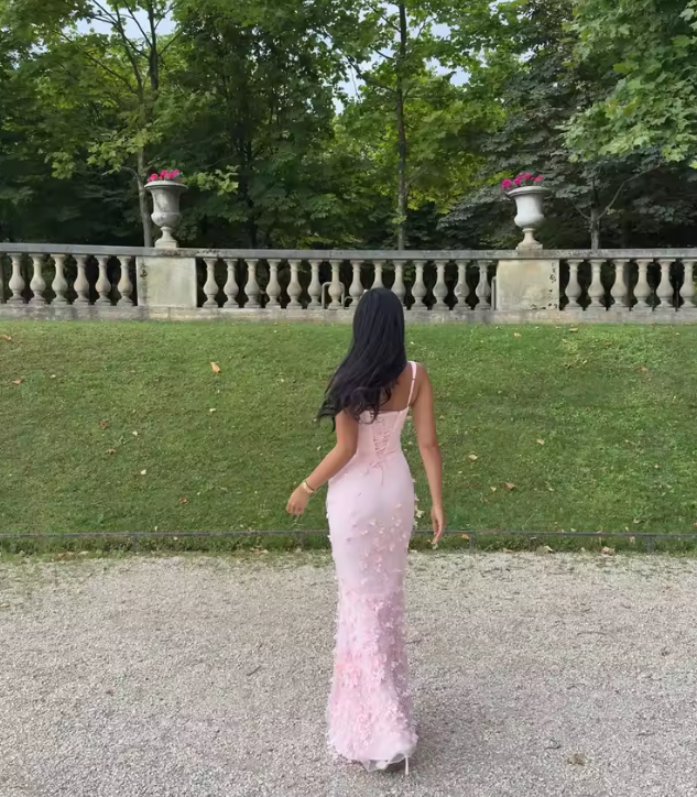 Elegant Mermaid Straps Sleeveless Long Prom Dress with Appliques Sweet Birthday Dress Lovely Party Evening Gowns For Girls