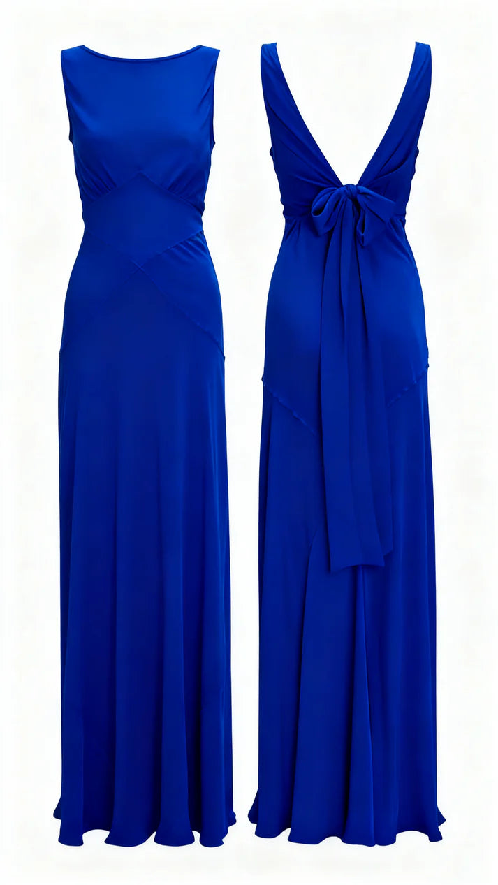 Elegant Sleeveless V Back Long Formal Prom Dress Simple Evening Party Gown Handmade Bridesmaids Dress