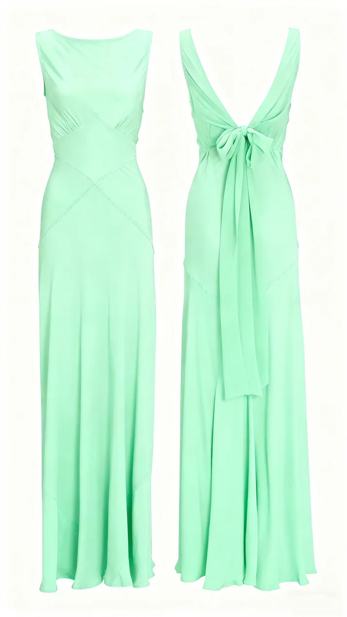 Elegant Sleeveless V Back Long Formal Prom Dress Simple Evening Party Gown Handmade Bridesmaids Dress