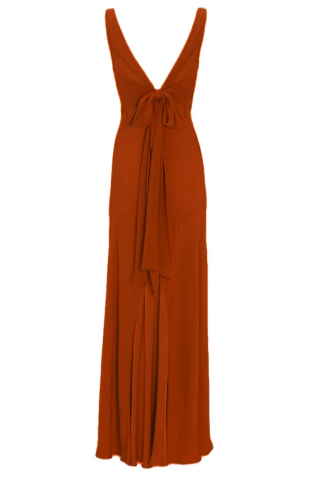 Elegant Sleeveless V Back Long Formal Prom Dress Simple Evening Party Gown Handmade Bridesmaids Dress