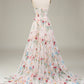 A-Line/Princess Sweetheart Strapless Floor-Length Floral Evening Dress With Embroidery Beautiful