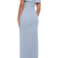 Elegant pleated strapless off shoulder long off back evening dress Sky Blue