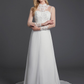 A-Line Wedding Dresses High Neck Court Train Chiffon Lace Long Sleeve Vintage Plus Size Backless with Lace